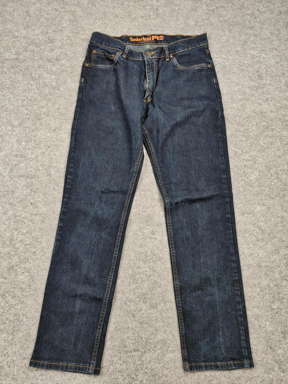 Timberland PRO Jeans Mens 34x32 Blue Dark Wash Straight Modern Fit Denim